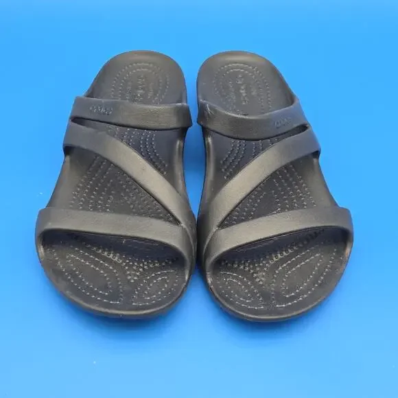 Crocs Sandals Women's Kadee II Strappy Slip-on Black Size 9 Comfort Shoe New - Picture 3 of 10